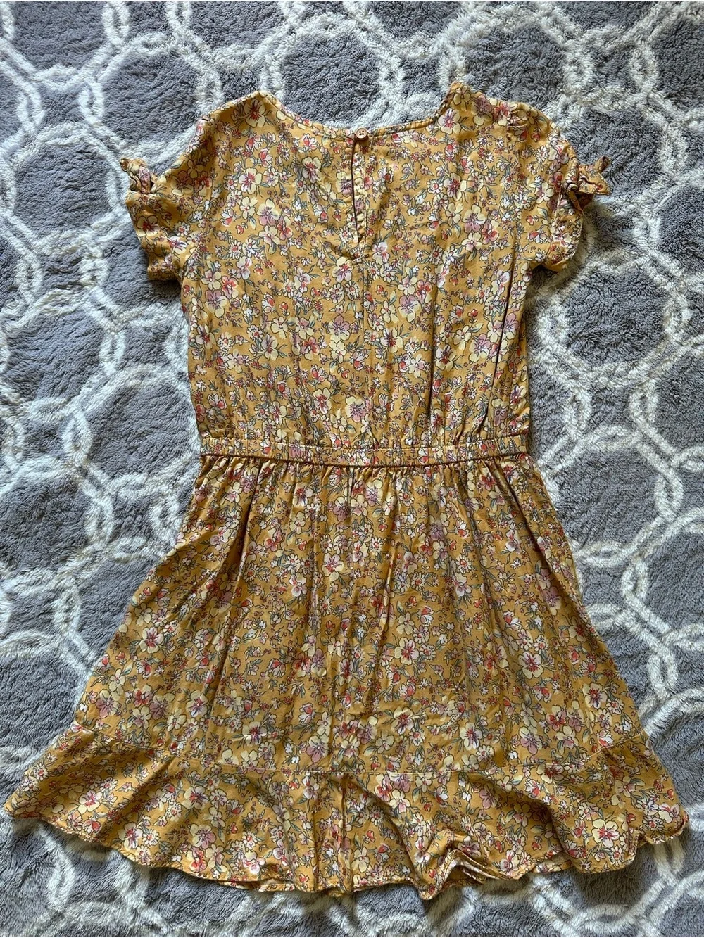 OshKosh B'gosh Girl’s Mustard Floral Short Sleeve Dress Size 7 Cottagecore